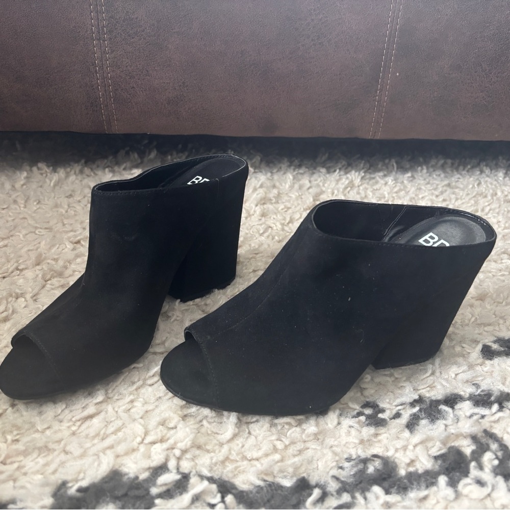 BP Black Suede Mules
